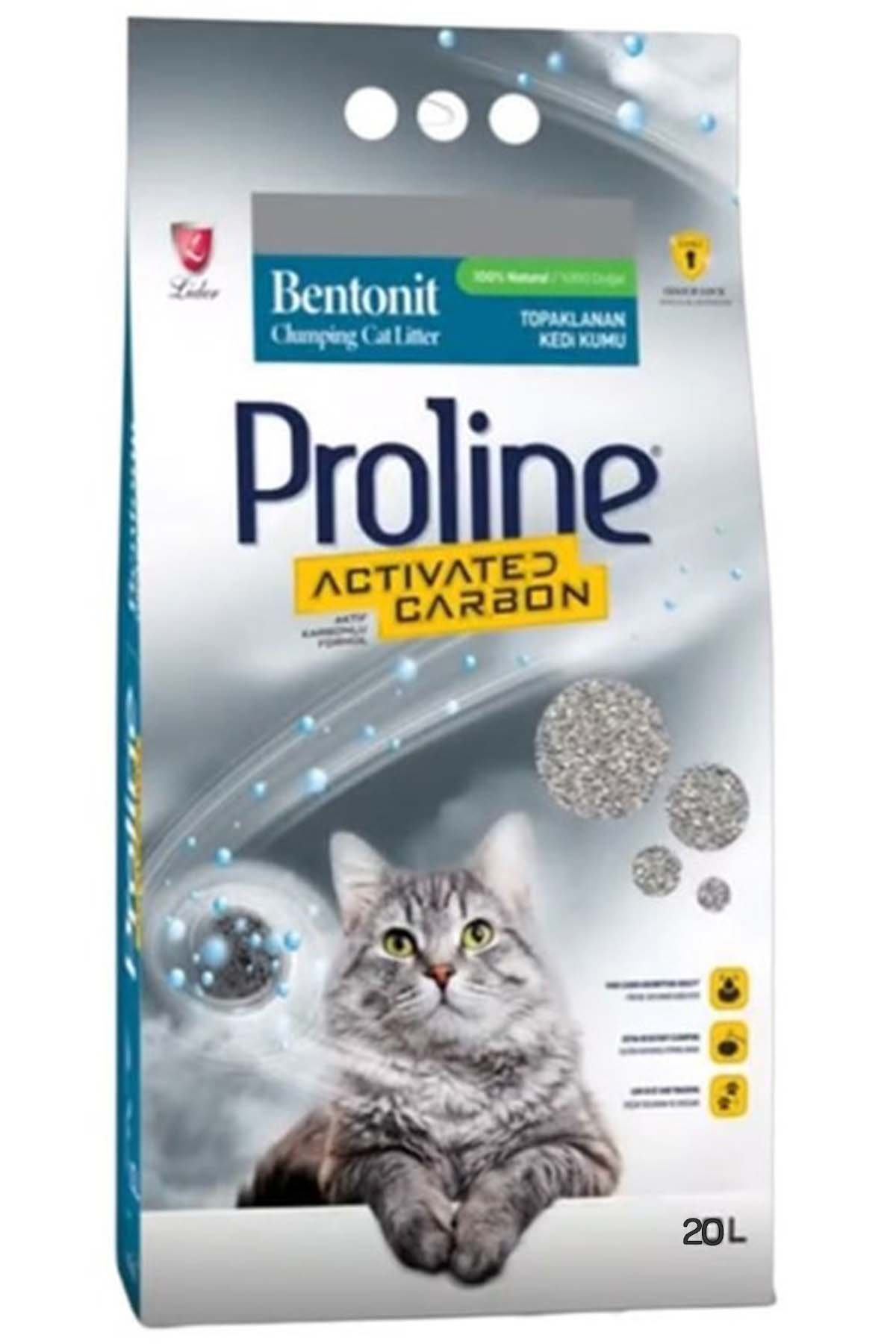 Proline Aktif Karbonlu Topaklanan Kedi Kumu 20 Lt