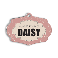 Koyu Gül Rengi Kedi Köpek Künyesi Large 4,7 x 3,38 cm