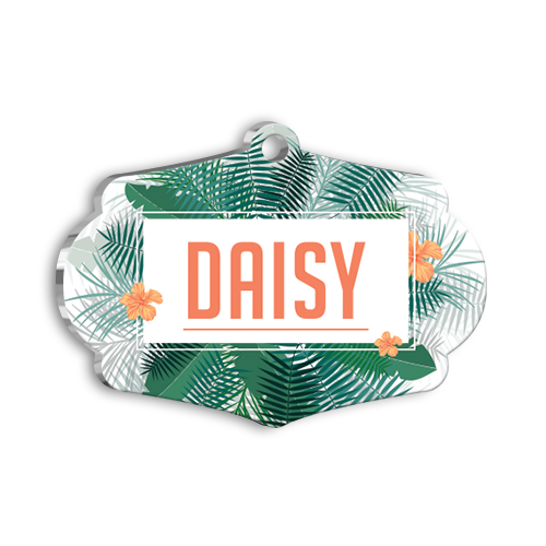 Turuncu Çiçekli Kedi Köpek İsimlik Small 3,7 x 2,66 cm