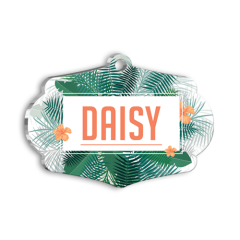 Turuncu Çiçekli Kedi Köpek İsimlik Small 3,7 x 2,66 cm