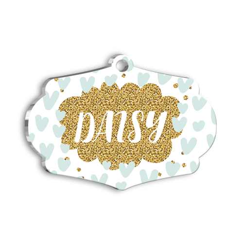 Altın Parıltılı Kedi Köpek Künyesi Small 3,7 x 2,66 cm