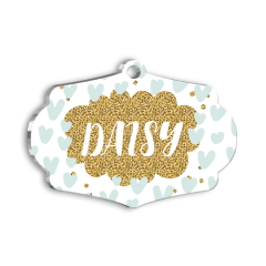 Altın Parıltılı Kedi Köpek Künyesi Small 3,7 x 2,66 cm