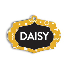 Sarı Geometrik Şekilli Kedi Köpek Künyesi Large 4,7 x 3,38 cm