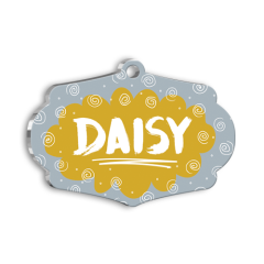 Sarı Gri Kedi Köpek Künyesi Small 3,7 x 2,66 cm