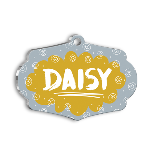 Sarı Gri Kedi Köpek Künyesi Large 4,7 x 3,38 cm