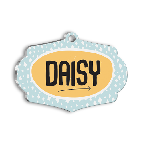 Sarı Mavi Kedi Köpek Künyesi Small 3,7 x 2,66 cm