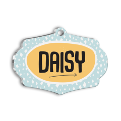 Sarı Mavi Kedi Köpek Künyesi Small 3,7 x 2,66 cm