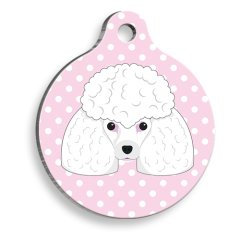 Pembe Puantiyeli Kaniş Yuvarlak Köpek Künyesi Small 2,5 cm