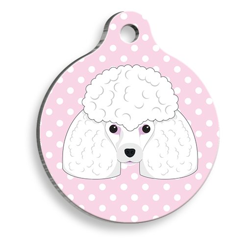 Pembe Puantiyeli Kaniş Yuvarlak Köpek Künyesi Large 3,8 cm