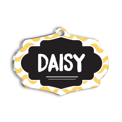 Sarı Siyah Kedi Köpek Künyesi Small 3,7 x 2,66 cm