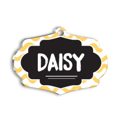 Sarı Siyah Kedi Köpek Künyesi Large 4,7 x 3,38 cm