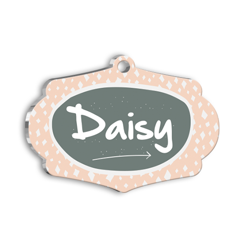 Krem Gri Kedi Köpek Künyesi Small 3,7 x 2,66 cm