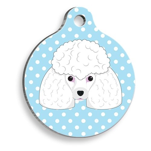 Mavi Puantiyeli Kaniş Yuvarlak Köpek Künyesi Medium 3 cm