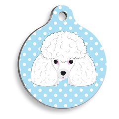 Mavi Puantiyeli Kaniş Yuvarlak Köpek Künyesi Medium 3 cm