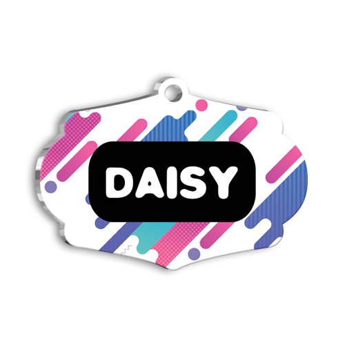 Pembe Mavi Kedi köpek Künyesi Large 4,7 x 3,38 cm