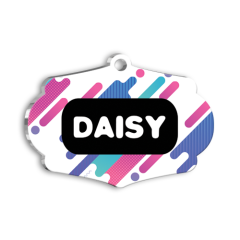 Pembe Mavi Kedi köpek Künyesi Large 4,7 x 3,38 cm