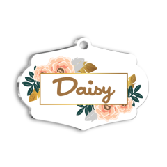 Gül Desenli Sarı Çerçeveli Kedi Köpek Künyesi Small 3,7 x 2,66 cm