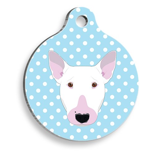 Mavi Puantiyeli Bull Terrier Yuvarlak Köpek Künyesi Large 3,8 cm