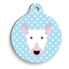 Mavi Puantiyeli Bull Terrier Yuvarlak Köpek Künyesi Large 3,8 cm