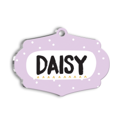 Lila Küçük Puantiyeli Kedi Köpek Künyesi Small 3,7 x 2,66 cm