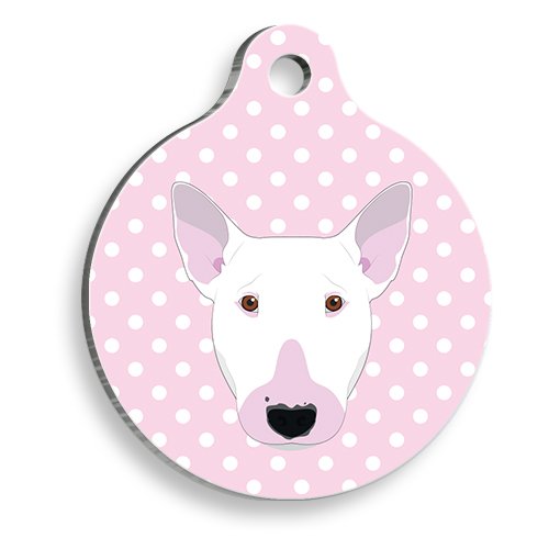 Pembe Puantiyeli Bull Terrier Yuvarlak Köpek Künyesi Large 3,8 cm
