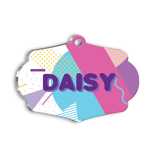 Mor Yazılı Kedi Köpek Künyesi Large 4,7 x 3,38 cm