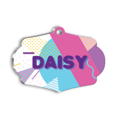 Mor Yazılı Kedi Köpek Künyesi Large 4,7 x 3,38 cm