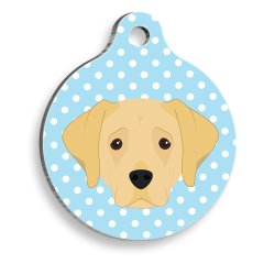 Mavi Puantiyeli Labrador Yuvarlak Köpek Künyesi Large 3,8 cm