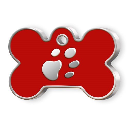 Kemik Şeklinde Mineli Büyük Köpek Künyesi Krımızı