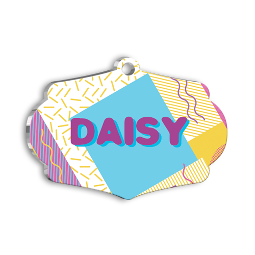 Parti Temalı Mor Kedi köpek Künyesi Small 3,7 x 2,66 cm