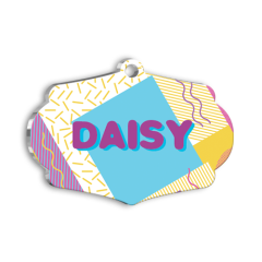 Parti Temalı Mor Kedi köpek Künyesi Small 3,7 x 2,66 cm