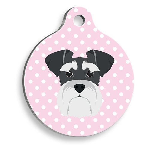 Pembe Puantiyeli Schnauzer Yuvarlak Köpek Künyesi Small 2,5 cm