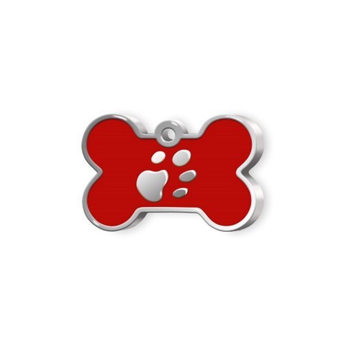 Kemik Şeklinde Mineli Küçük Köpek Künyesi Kırmızı