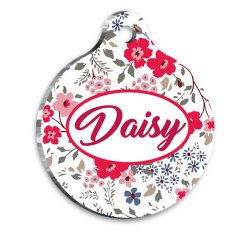 İlkbahar Çiçekleri Yuvarlak Kedi ve Köpek Künyesi Large 3,8 cm