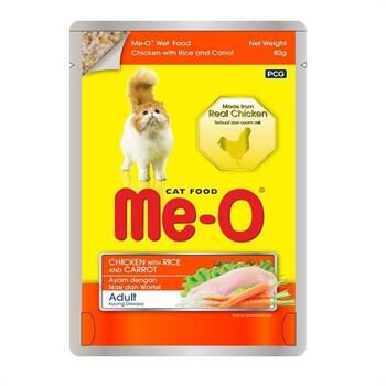 Me-O Pouch Tavuklu Pirinçli ve Havuçlu Kedi Konservesi 80 Gr