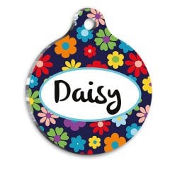 Canlı Çiçekler Yuvarlak Kedi ve Köpek Künyesi Medium 3 cm