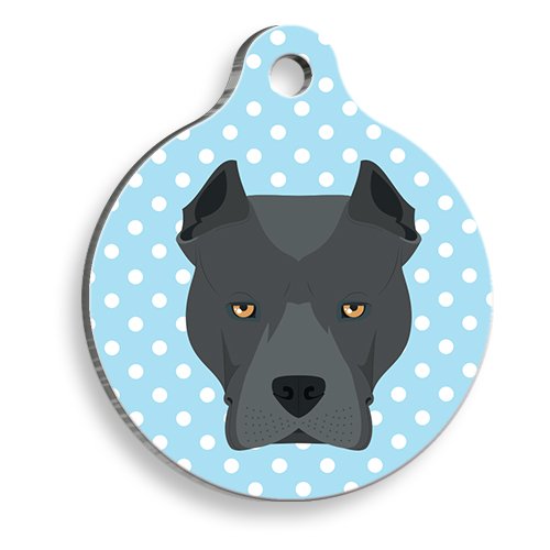 Mavi Puantiyeli Cane Corso Yuvarlak Köpek Künyesi Large 3,8 cm