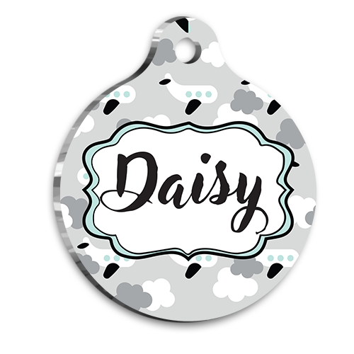 Gri Siyah Desenli Kedi Köpek Künyesi Medium 3 cm