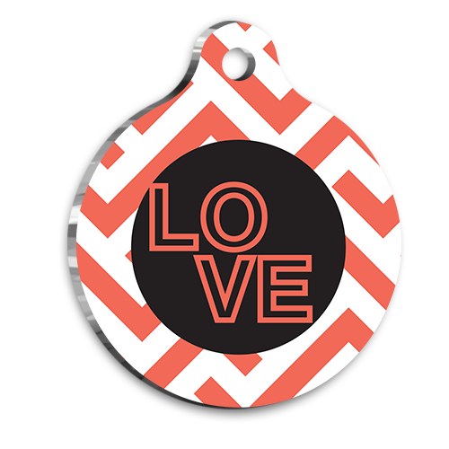 Zikzaklı Love Kedi Köpek Künyesi Medium 3 cm