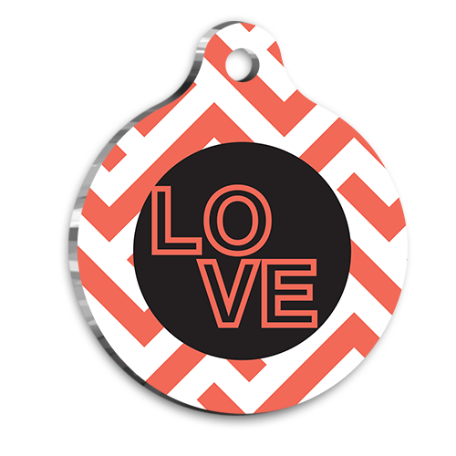 Zikzaklı Love Kedi Köpek Künyesi Large 3,8 cm