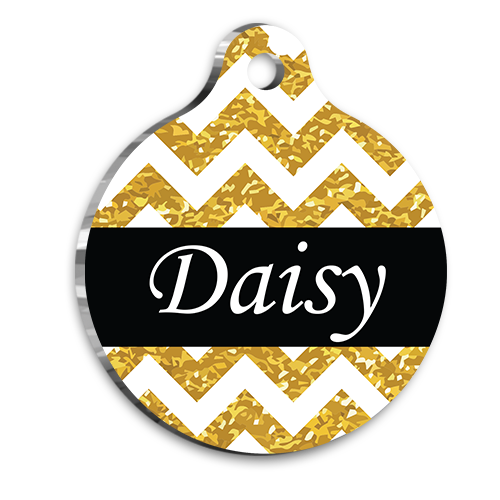 Altın Işıltılı Kişiye Özel Kedi köpek Künyesi Medium 3 cm