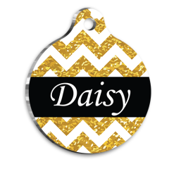 Altın Işıltılı Kişiye Özel Kedi köpek Künyesi Medium 3 cm