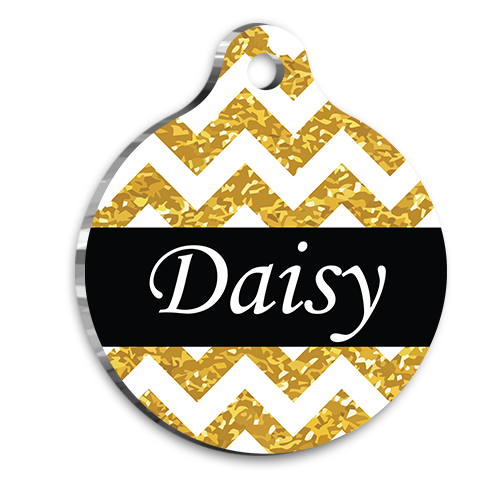 Altın Işıltılı Kişiye Özel Kedi köpek Künyesi Large 3,8 cm