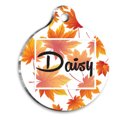 Sonbahar Yapraklı Kedi Köpek Künyesi Medium 3 cm