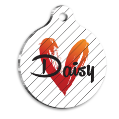 Kalp Baskılı Kedi Köpek Künyesi Small 2,5 cm