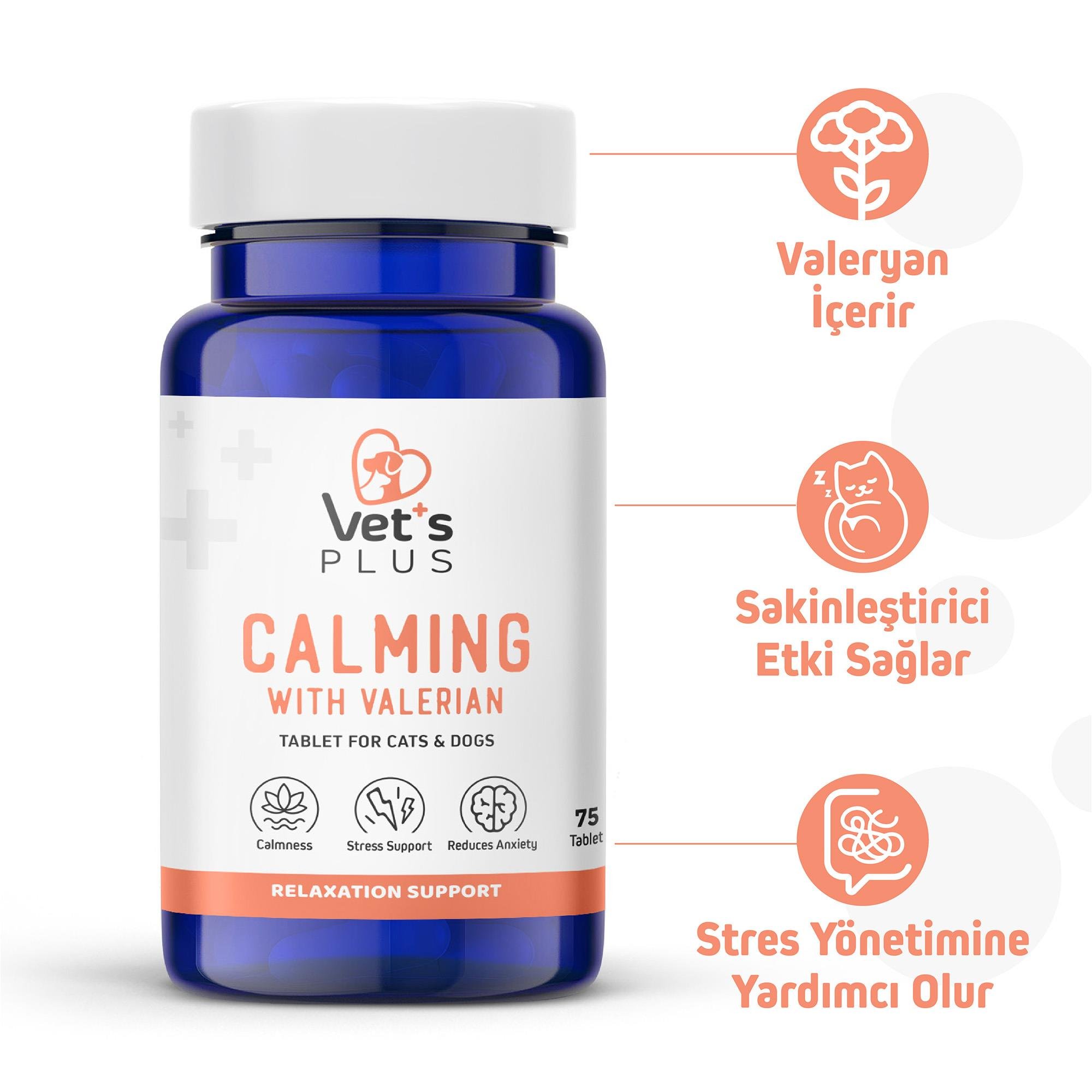 Vet's Plus Calming Kedi ve Köpekler İçin Sakinleştirici Tablet (75'li)