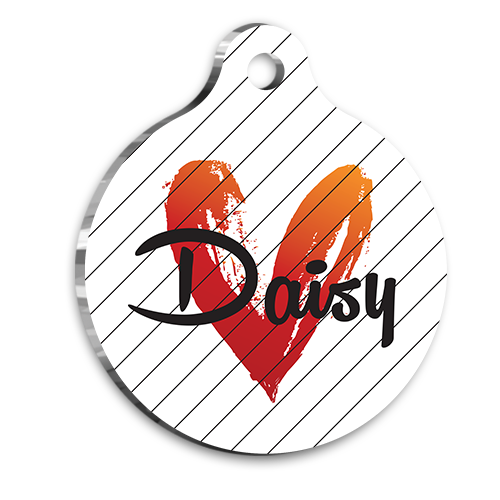 Kalp Baskılı Kedi Köpek Künyesi Large 3,8 cm