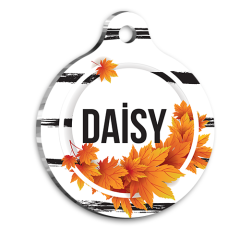 Sonbahar Yapraklı Siyah Çizgili Kedi Köpek Künyesi Large 3,8 cm