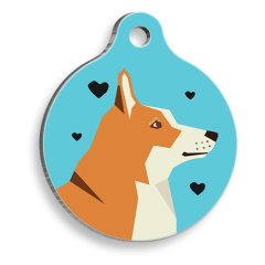 Mavi Akita Yuvarlak Köpek Künyesi Large 3,8 cm