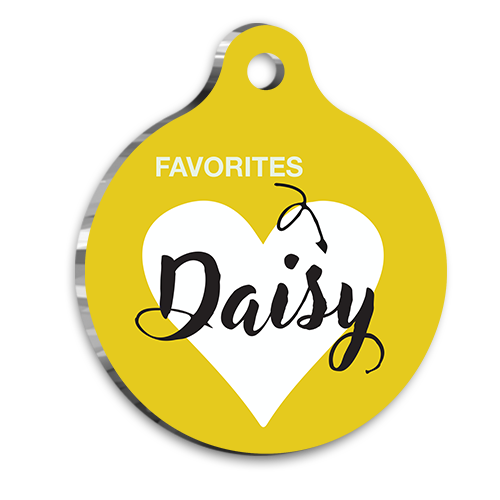 Sarı Kalp Kedi Köpek Künyesi Small 2,5 cm